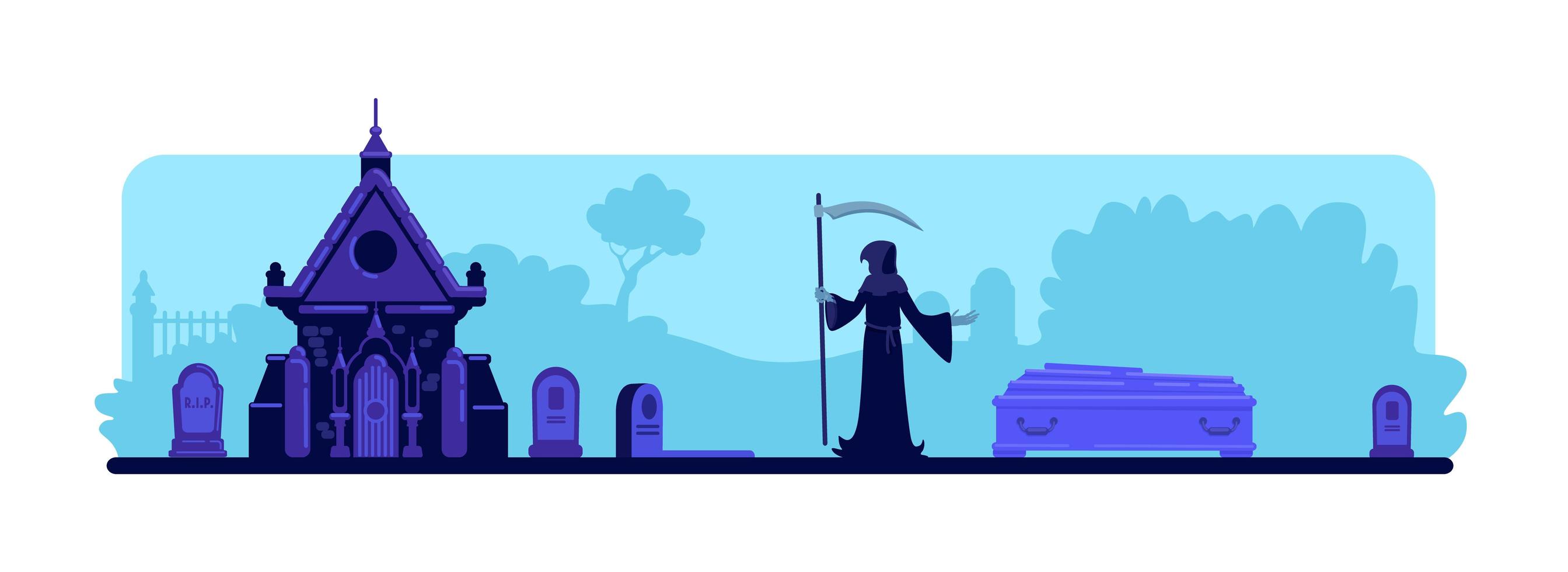 Grim Reaper au cimetière vecteur