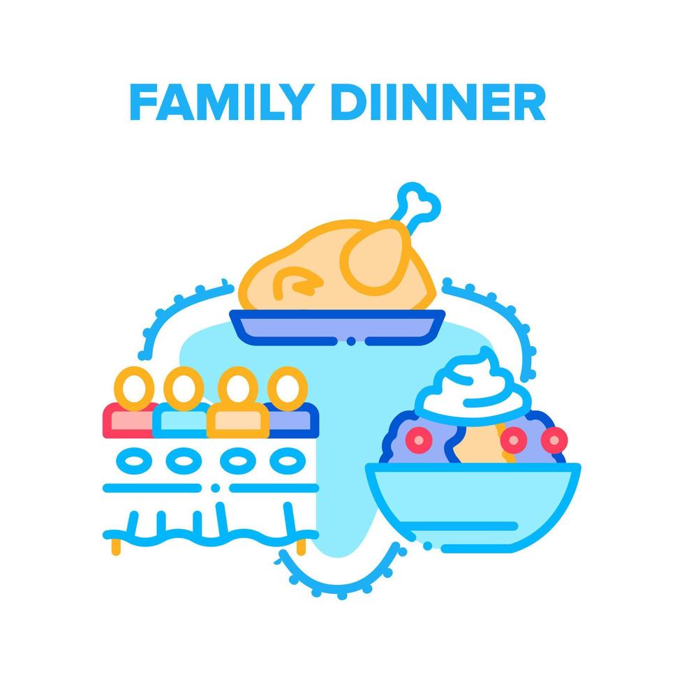 illustration de couleur de concept de vecteur de dîner de famille