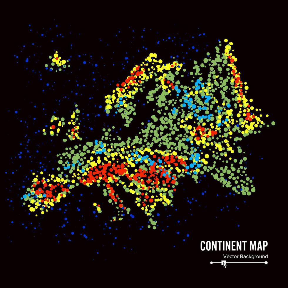 L'Europe . vecteur de fond abstrait carte continent. formé de points colorés isolés sur fond noir.