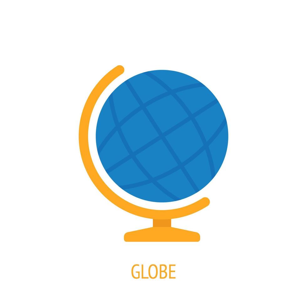 icône plate de globe de géographie scolaire vecteur