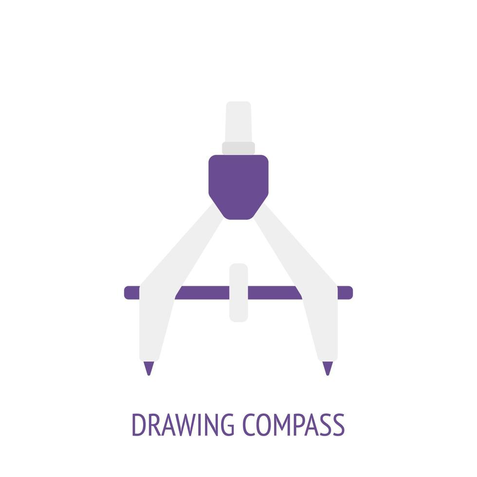 compas de dessin ou compas icône plate vecteur