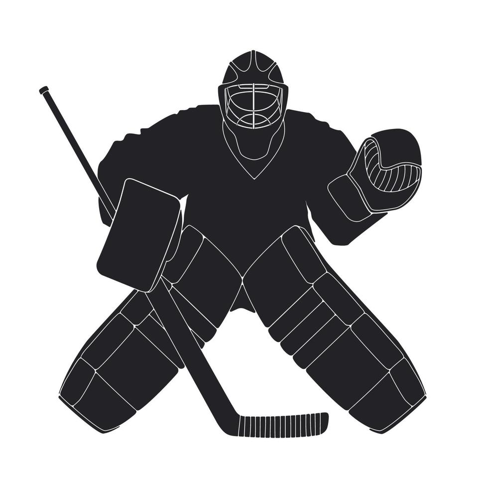 silhouette de gardien de but de hockey sur glace vecteur