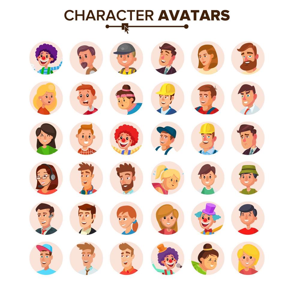 vecteur de collection d'avatars de personnes. avatar des personnages par défaut. illustration de dessin animé plat isolé