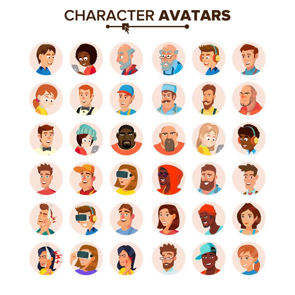vecteur de collection d'avatars de personnes. avatar des personnages par défaut. illustration de dessin animé plat isolé