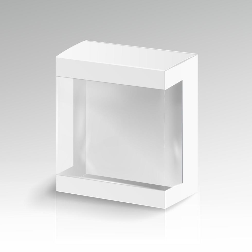 vecteur de rectangle de carton blanc blanc. illustration de boîte en carton de paquet vide 3d