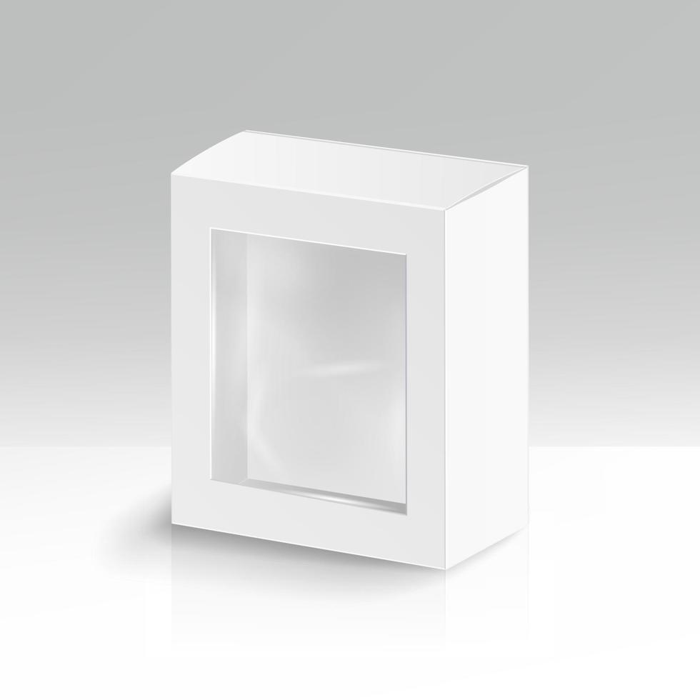 vecteur de rectangle de carton blanc blanc. illustration isolée 3d réaliste. ombre douce