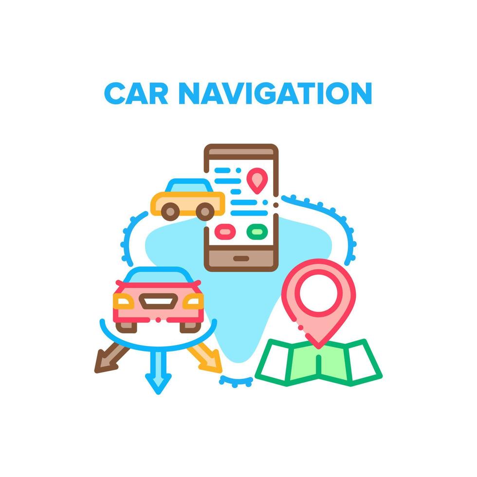 illustration de couleur de concept de vecteur de navigation de voiture