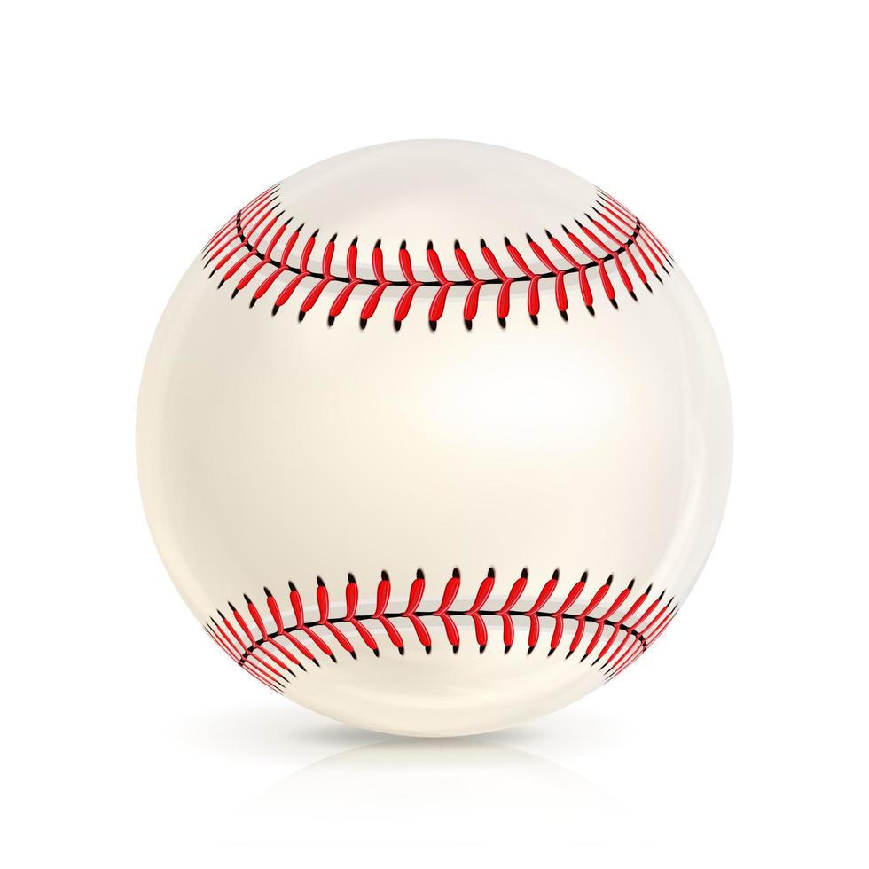 gros plan de boule de cuir de baseball isolé sur blanc. icône de baseball réaliste. illustration vectorielle vecteur