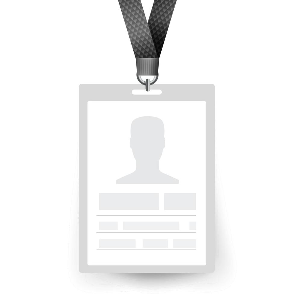 vecteur de badge d'identification. étiquette de nom. carte d'employé. carte d'identité en plastique blanc vierge