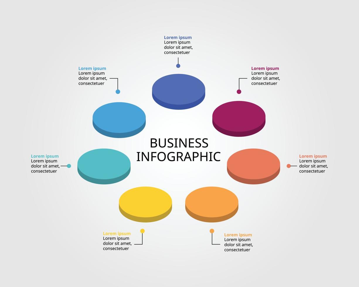 modèle de cercle pour infographie pour présentation pour 7 éléments vecteur