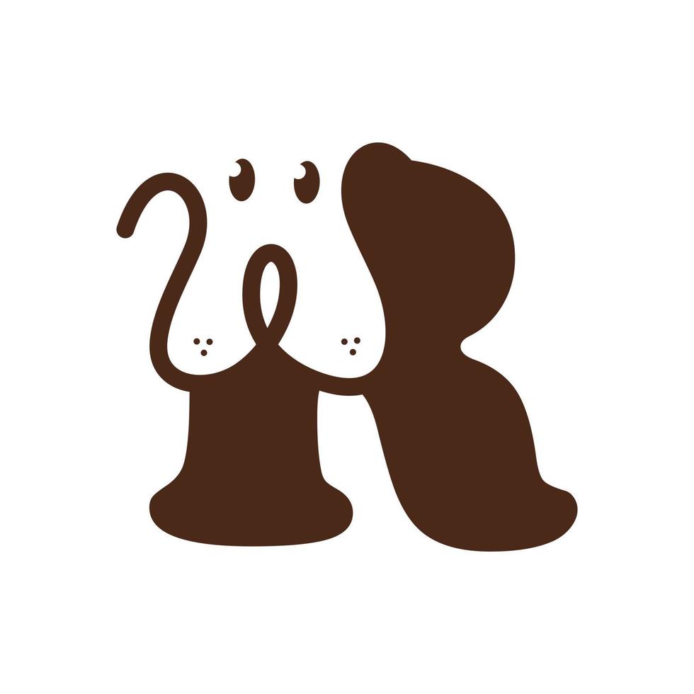 logo de chien mignon initial r vecteur