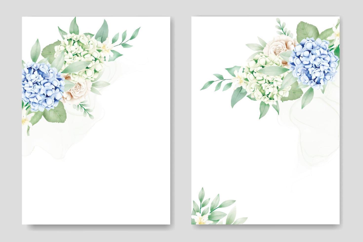 carte d'invitation de mariage avec modèle d'hortensia floral vecteur