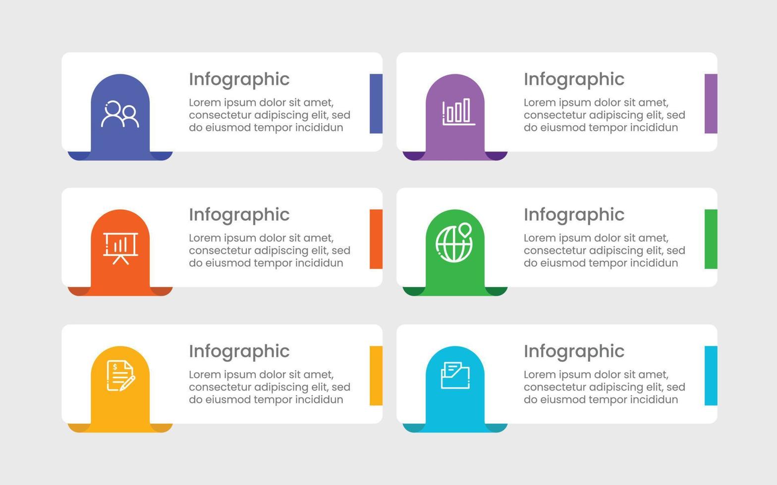 modèle d'infographie moderne en six étapes vecteur