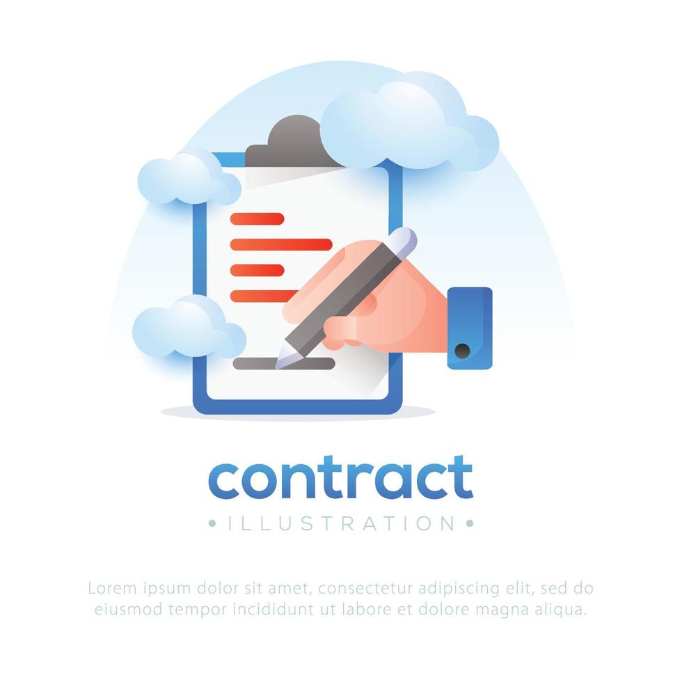 illustration de conception de contrat. conception de contrat de document vecteur