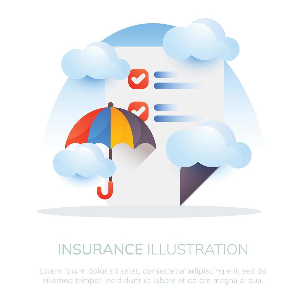 conception d'illustration d'assurance pour la conception de mobile ou de site Web vecteur