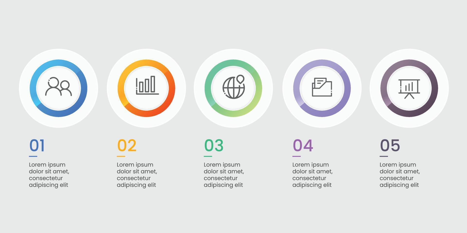 modèle d'infographie moderne en cinq étapes vecteur