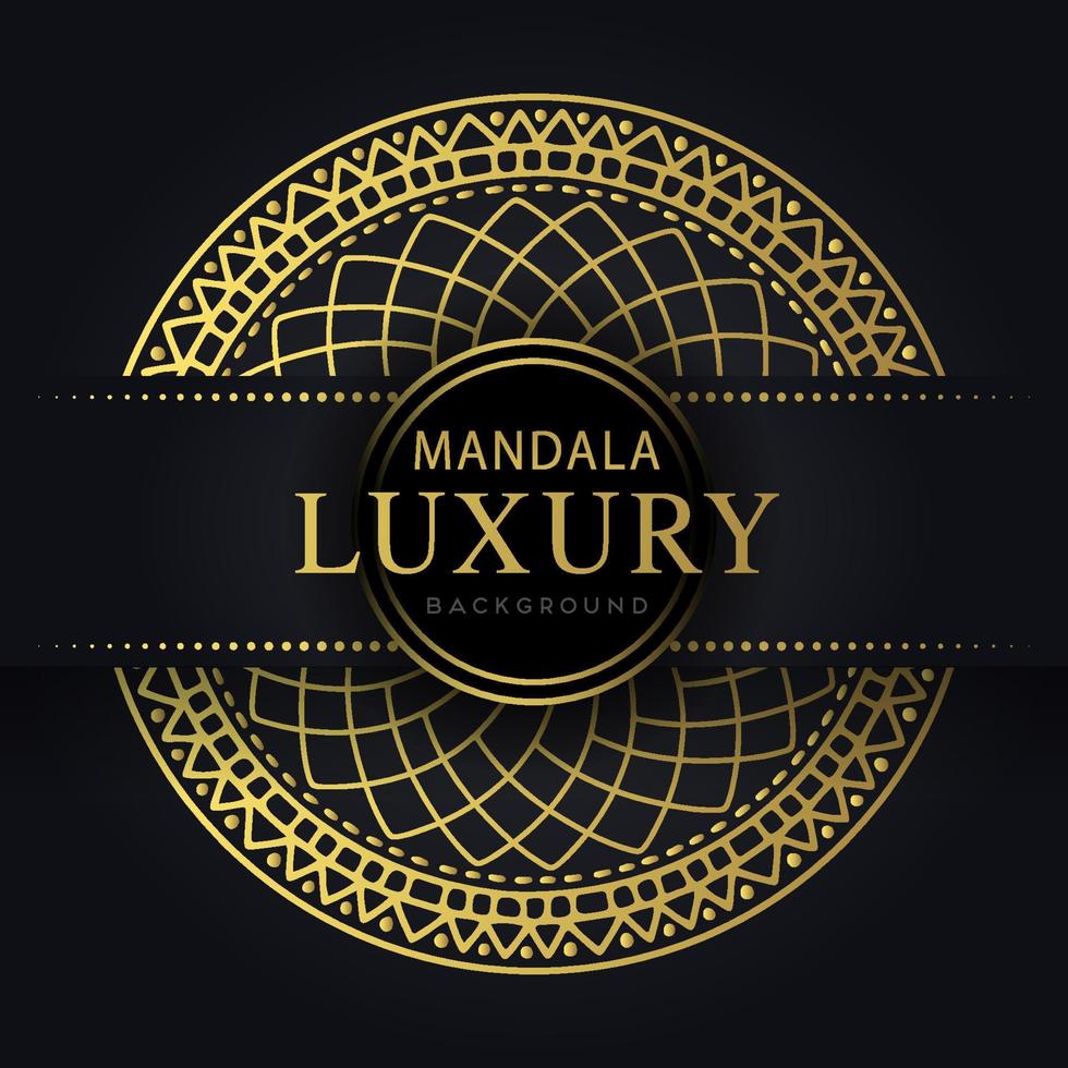 mandala de luxe doré avec un design élégant de fond noir vecteur