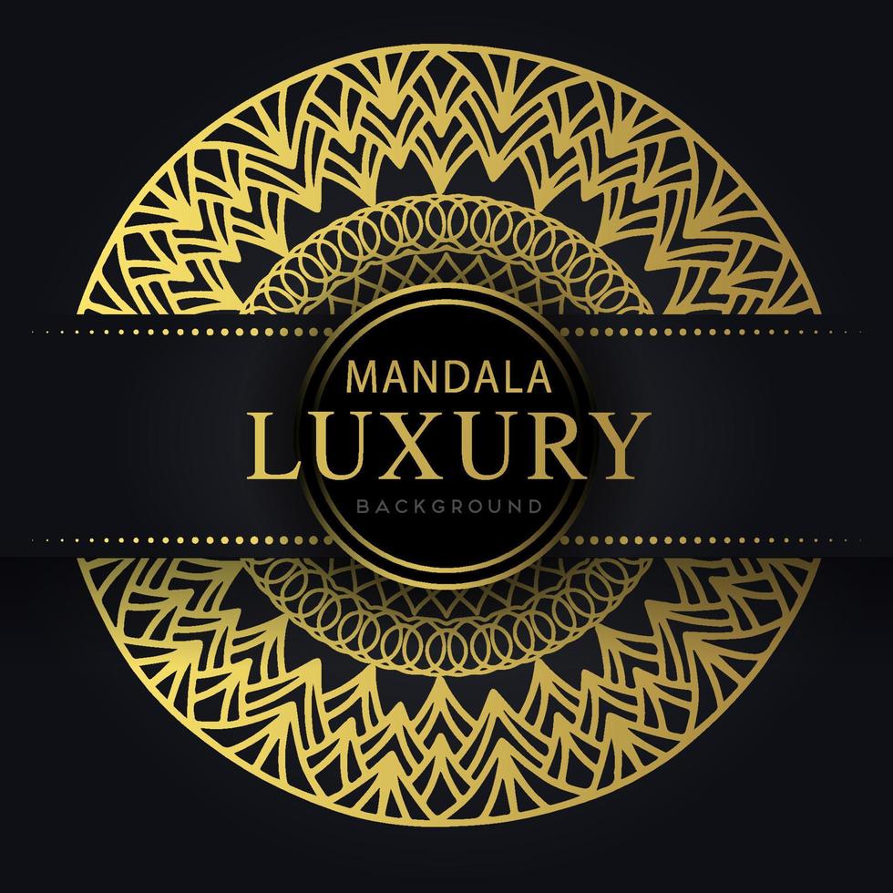 mandala de luxe doré avec un design élégant de fond noir vecteur