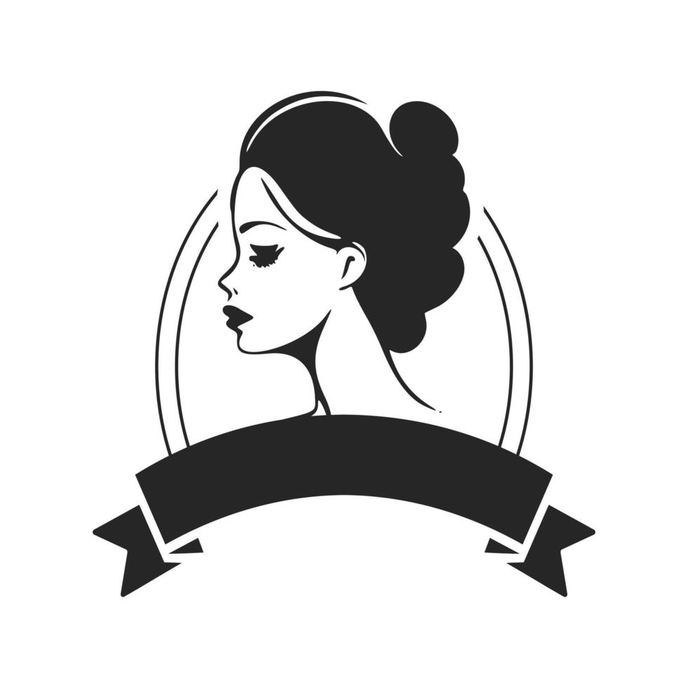 logo noir et blanc représentant une femme stylée et élégante. pour votre marque. vecteur