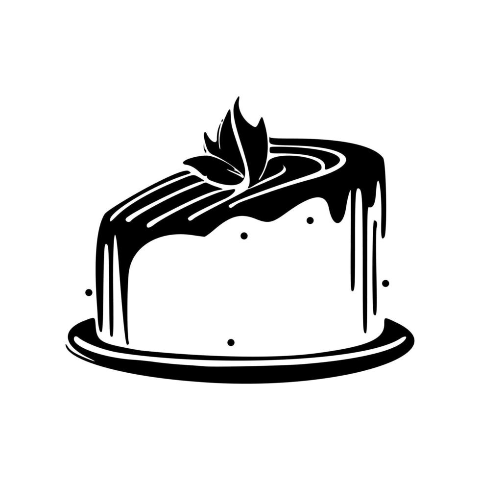 logo de gâteau noir et blanc attrayant. bon pour les tirages. vecteur