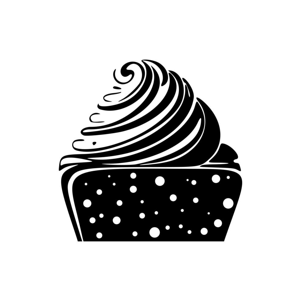 joli logo cupcake noir et blanc. bon pour les tirages. vecteur