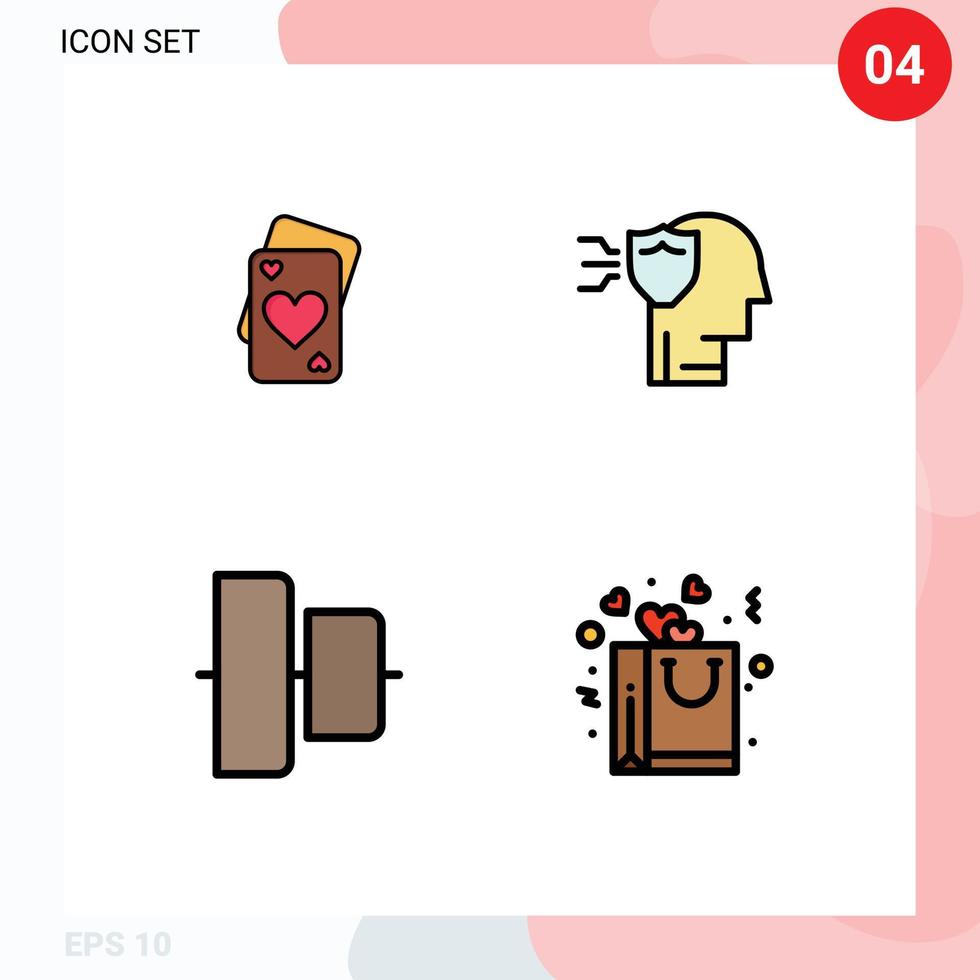 4 concept de couleur plate fillline pour les sites Web mobiles et applications centre de cartes sac de sécurité de mariage éléments de conception vectoriels modifiables vecteur