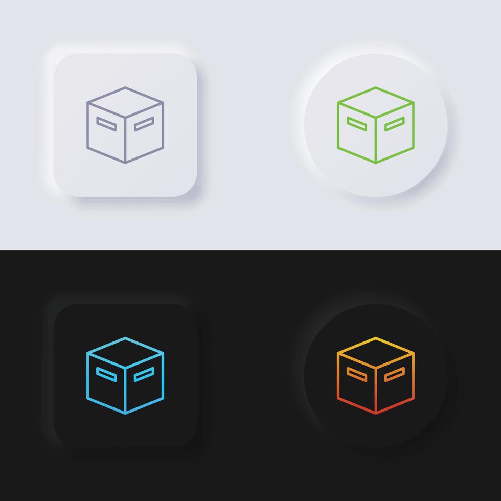 jeu d'icônes de boîte, conception d'interface utilisateur souple de bouton de neumorphisme multicolore pour la conception Web, interface utilisateur d'application et plus encore, jeu d'icônes, bouton, image vectorielle. vecteur