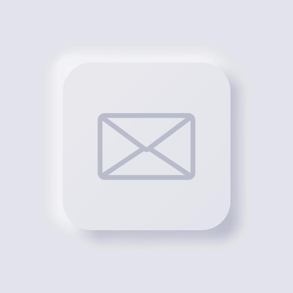 icône d'enveloppe, conception d'interface utilisateur douce de neumorphisme blanc pour la conception Web, interface utilisateur d'application et plus encore, bouton, vecteur. vecteur