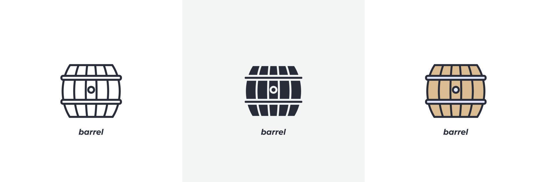 icône de baril. ligne, version colorée de contour solide et rempli, contour et signe vectoriel rempli. symbole d'idée, illustration de logo. graphiques vectoriels