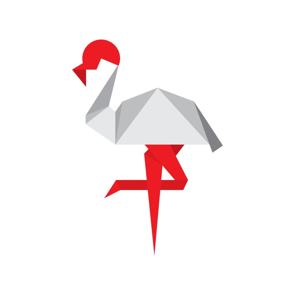 flamingo origami logo design vecteur icône symbole modèle illustration