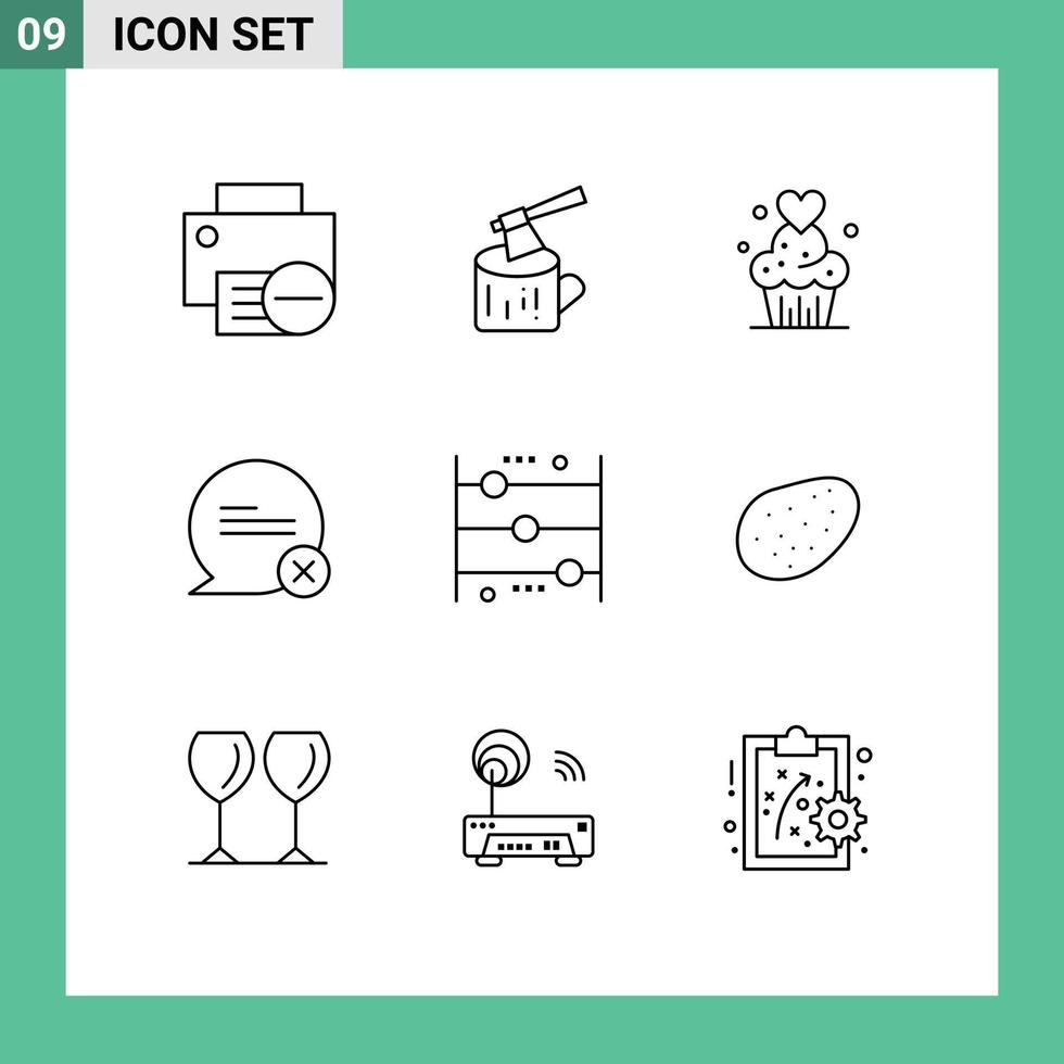 pack d'icônes vectorielles stock de 9 signes et symboles de ligne pour l'interaction communication bois chat cuit éléments de conception vectoriels modifiables vecteur