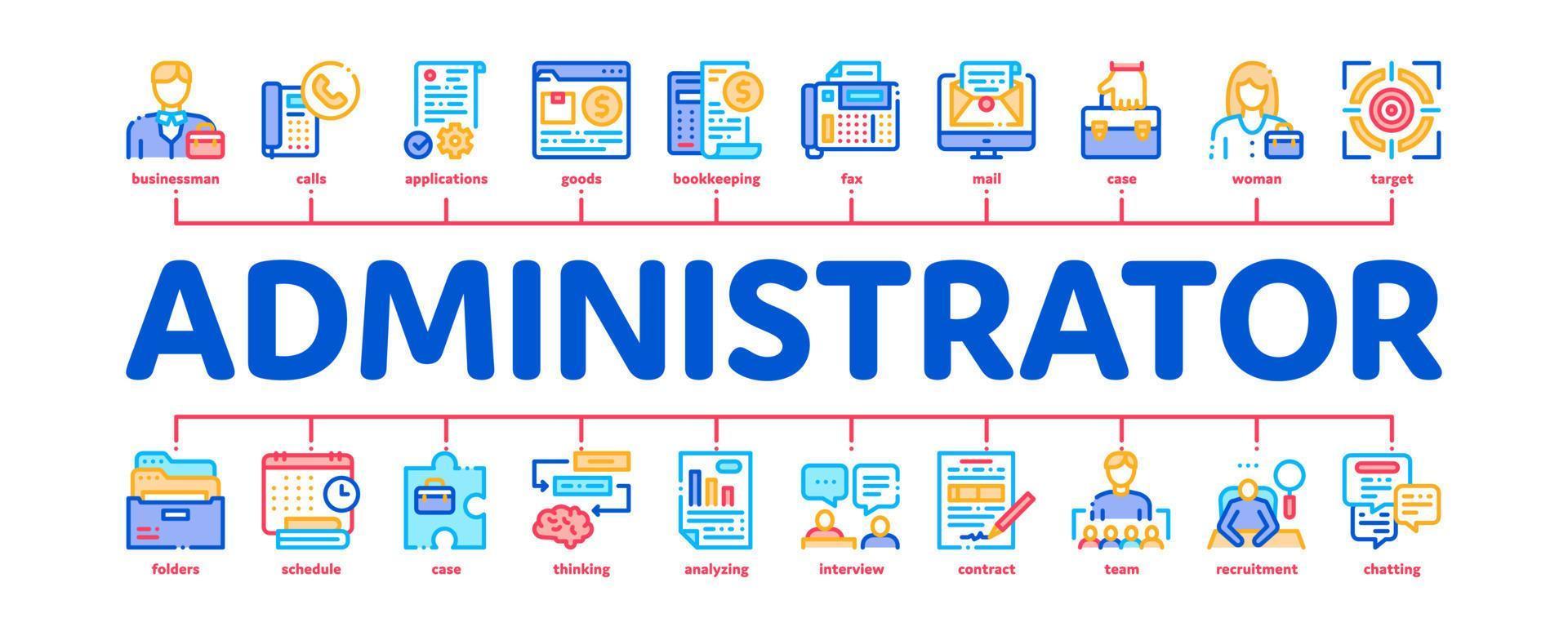 vecteur de bannière infographique minimal d'entreprise administrateur