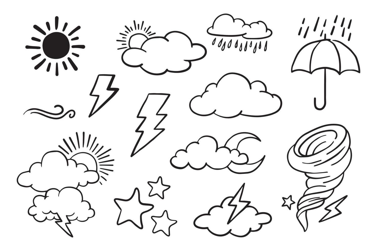 ensemble vectoriel d'éléments de doodle météo, à des fins de conception