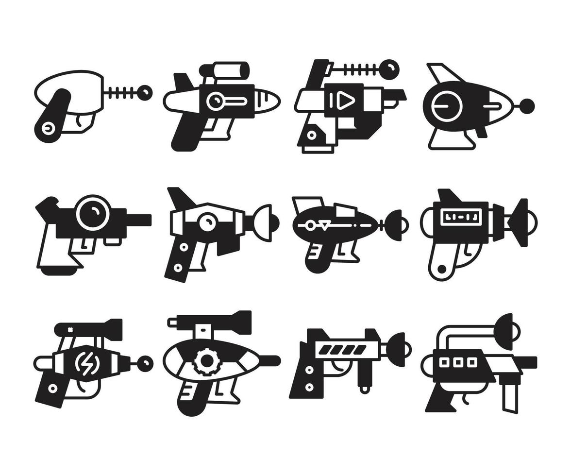 jeu d'icônes de pistolet spatial vecteur