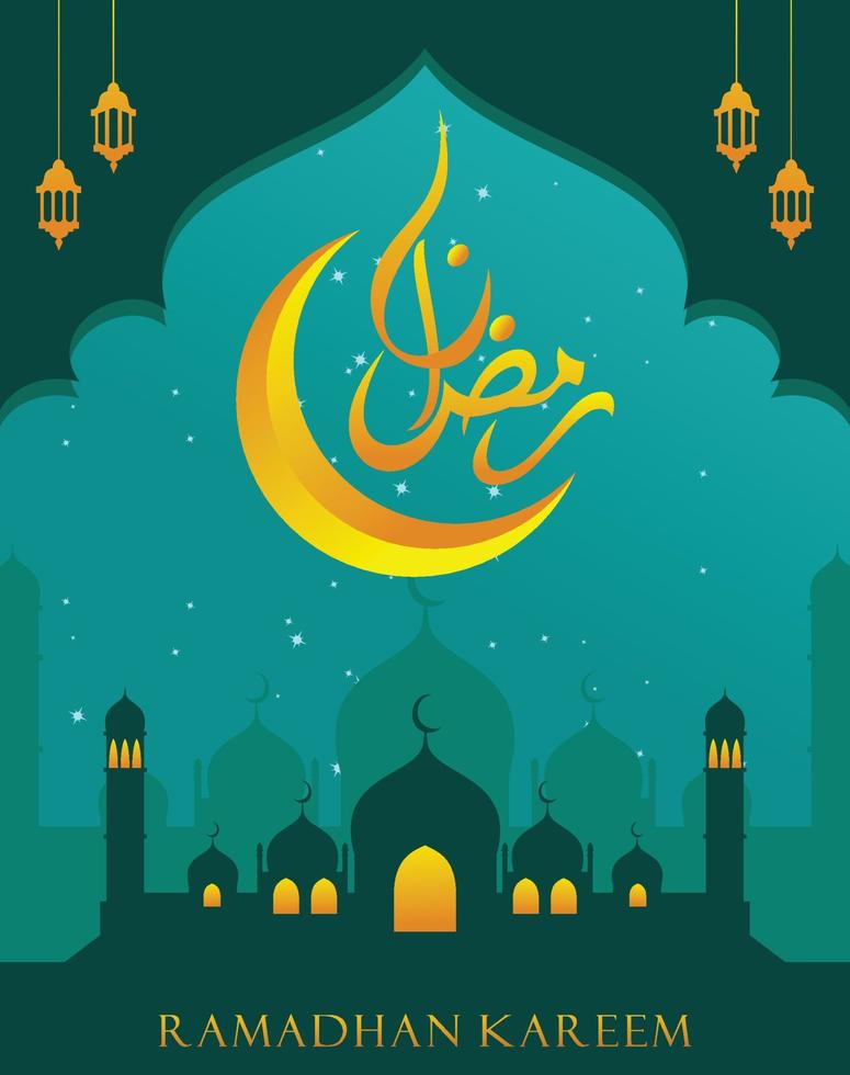 texte calligraphique arabe du ramadan kareem pour la célébration musulmane. célébration islamique de conception créative du ramadan pour l'impression, la carte, l'affiche, la bannière, etc. vecteur