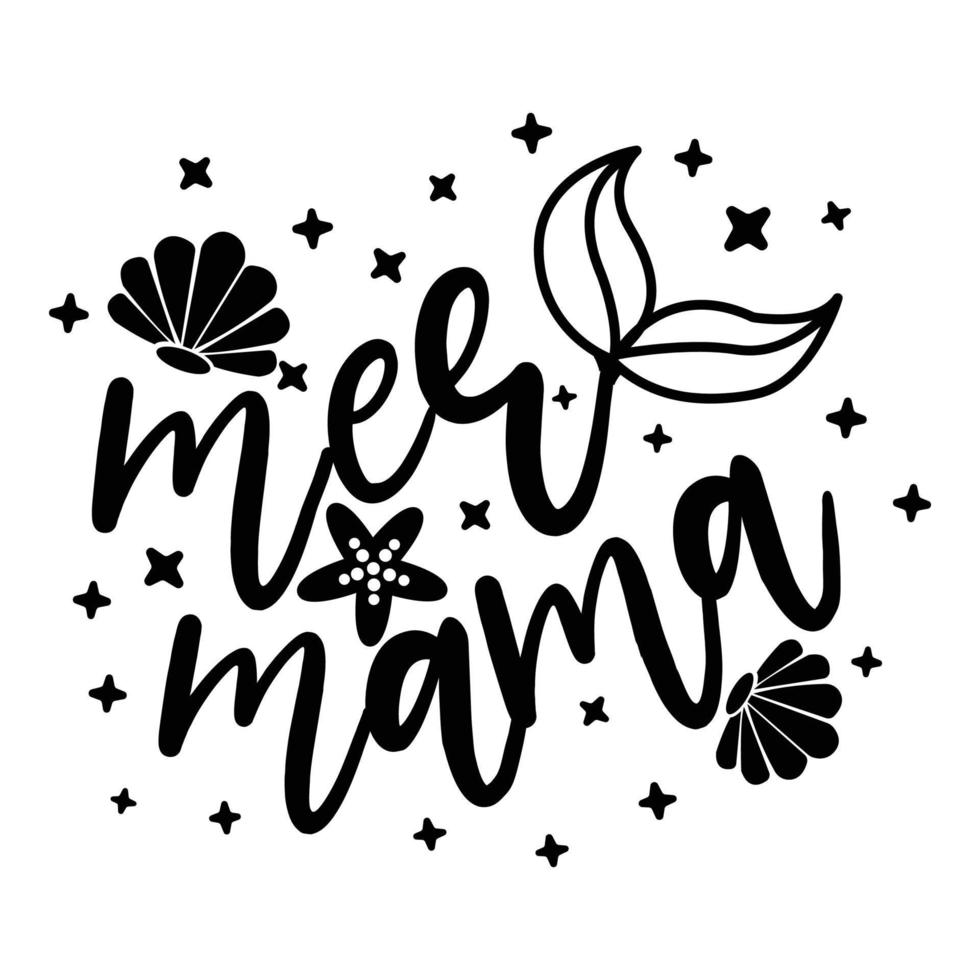 mer mama sirène sublimation cricut vecteur