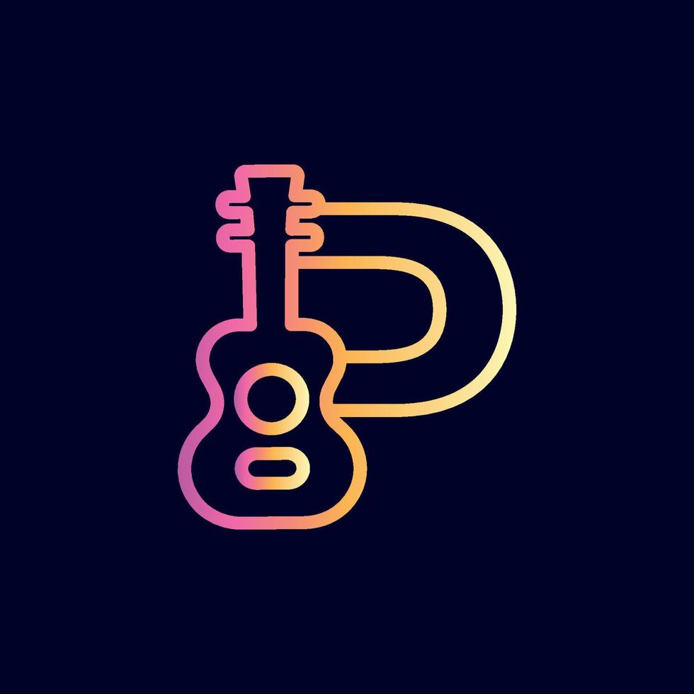 guitare musique logo design marque lettre p vecteur