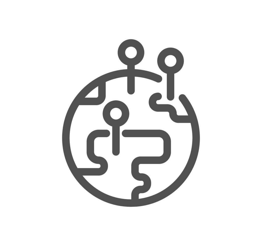 contour d'icône lié à la navigation globale et vecteur linéaire.