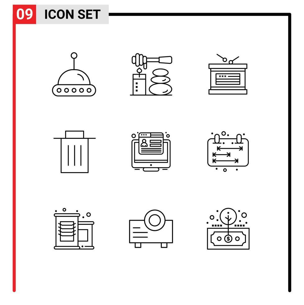 pack d'icônes vectorielles stock de 9 signes et symboles de ligne pour la conversion du navigateur vacances interface utilisateur éléments de conception vectoriels modifiables vecteur