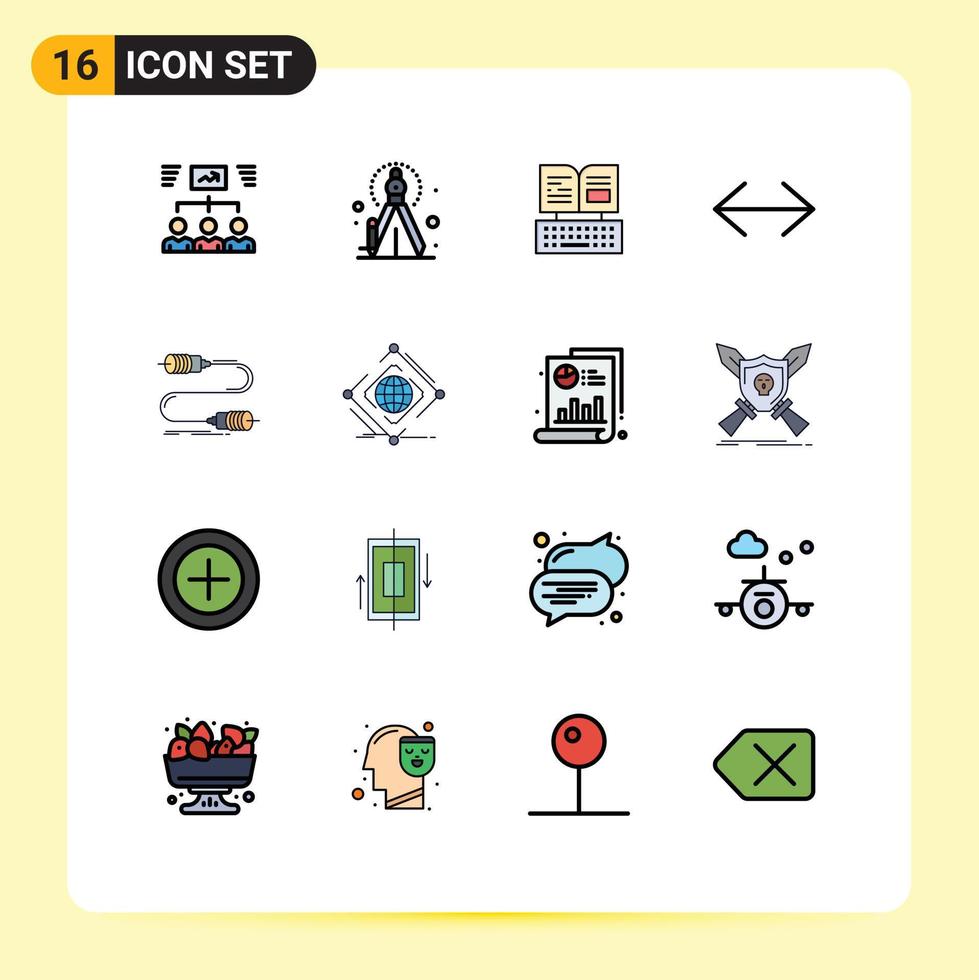 ensemble de 16 symboles d'icônes d'interface utilisateur modernes signes de communication touche droite flèche de déplacement éléments de conception vectoriels créatifs modifiables vecteur