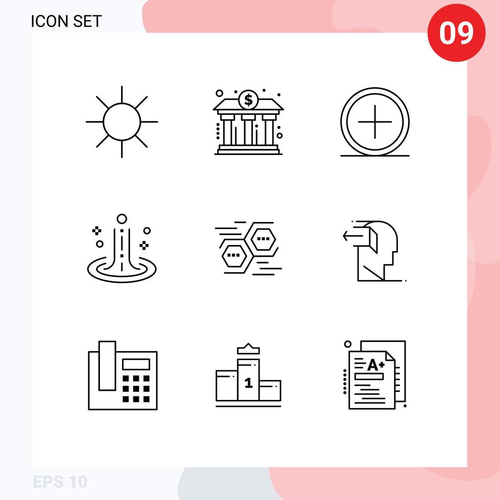 pack de lignes vectorielles modifiables de 9 contours simples de connect spa ajouter une ondulation plus des éléments de conception vectoriels modifiables vecteur