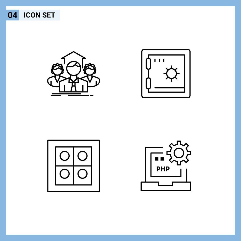 pack d'icônes vectorielles stock de 4 signes et symboles de ligne pour les éléments de conception vectoriels modifiables de code de dépôt de groupe de cuisine d'équipe vecteur