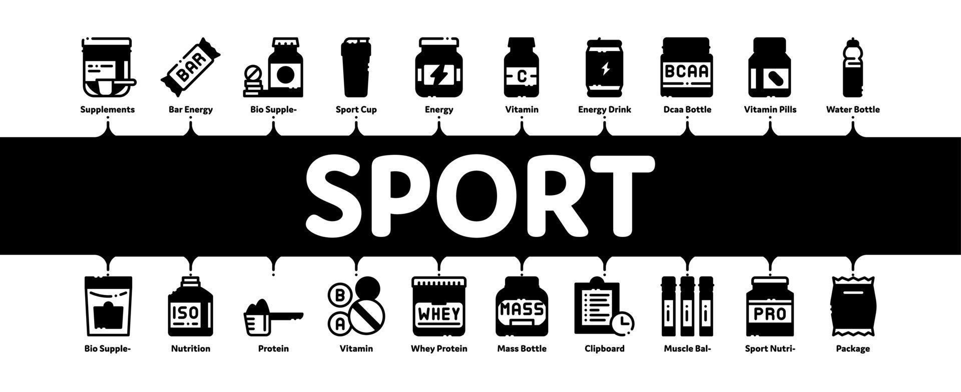 vecteur de bannière infographique minimal de cellules de nutrition sportive