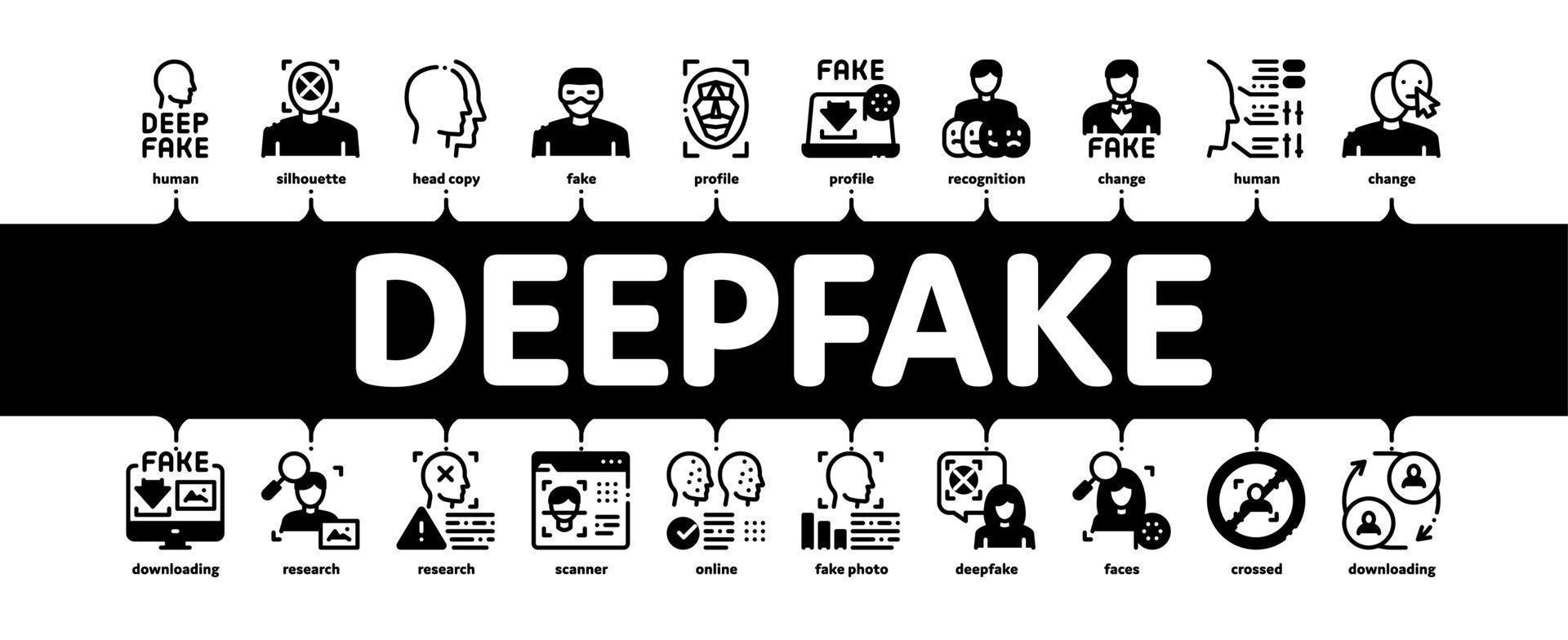 deepfake visage faux vecteur de bannière infographique minimal