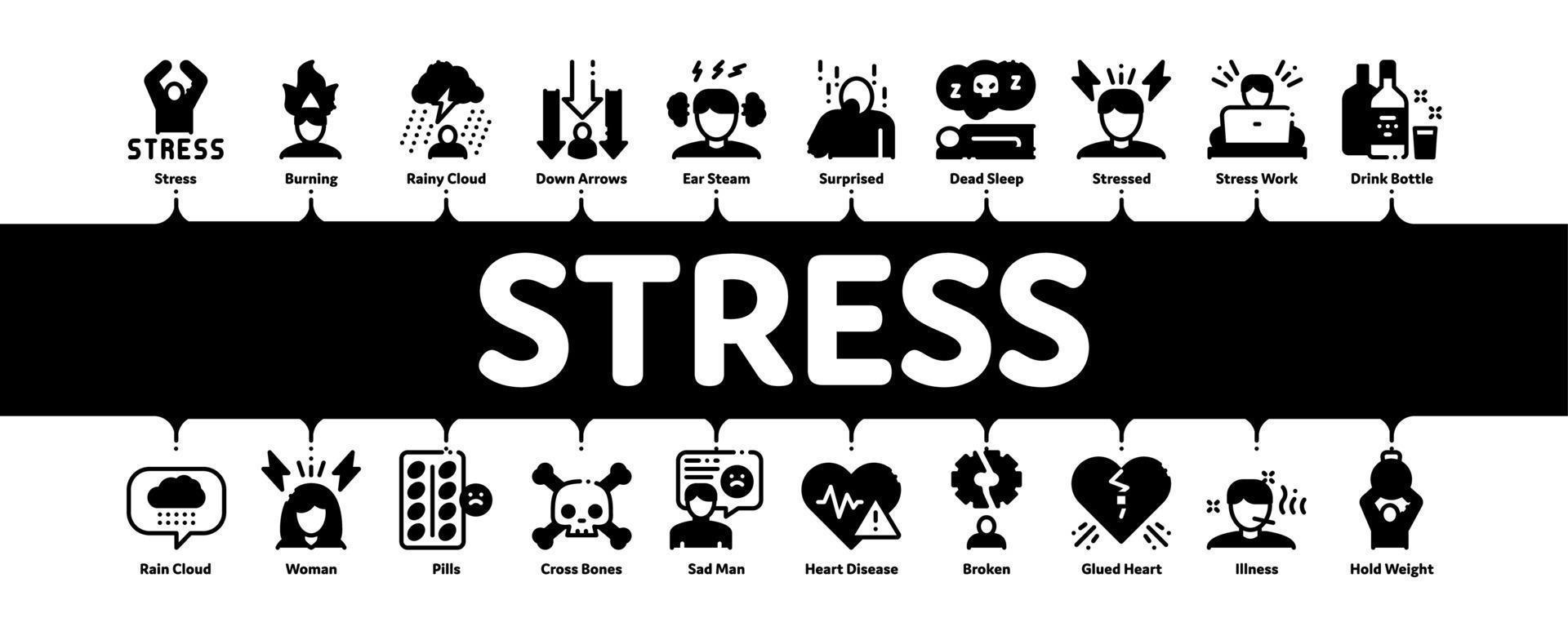 vecteur de bannière infographique minimal de stress et de dépression