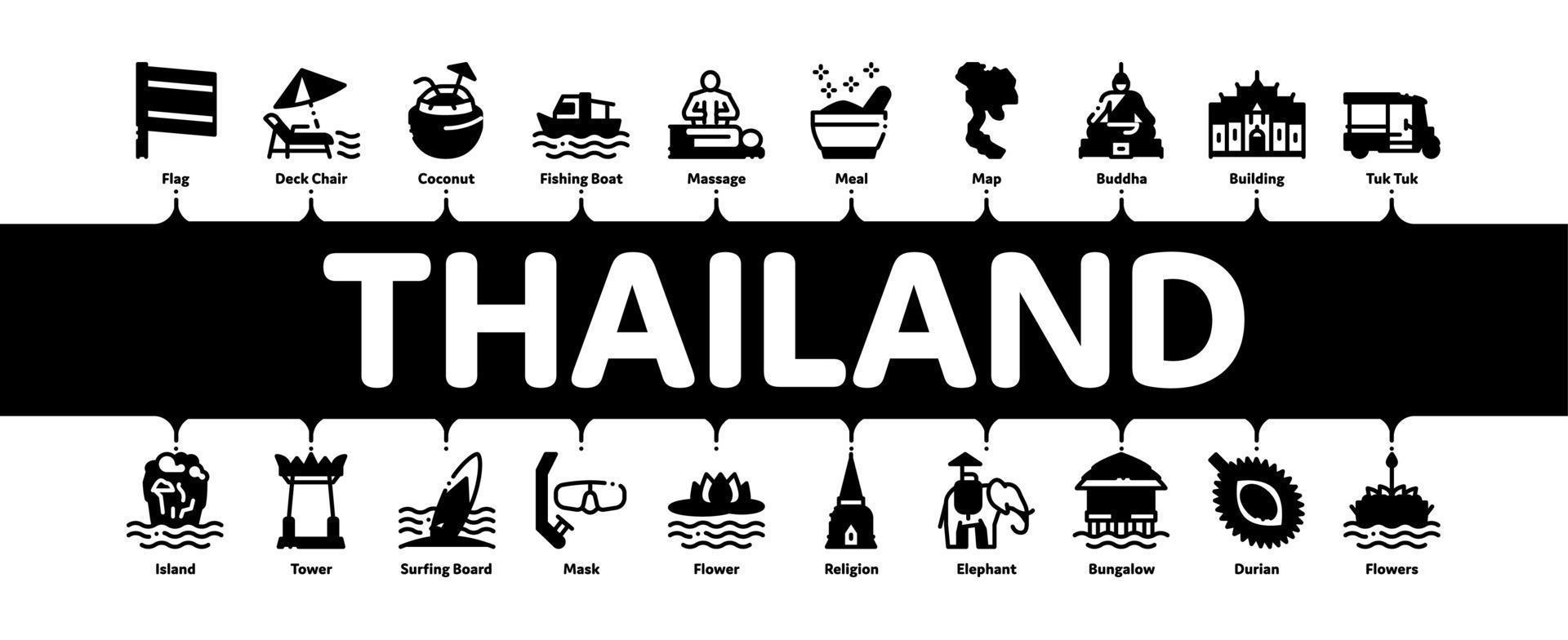 vecteur de bannière infographie minimale nationale thaïlande