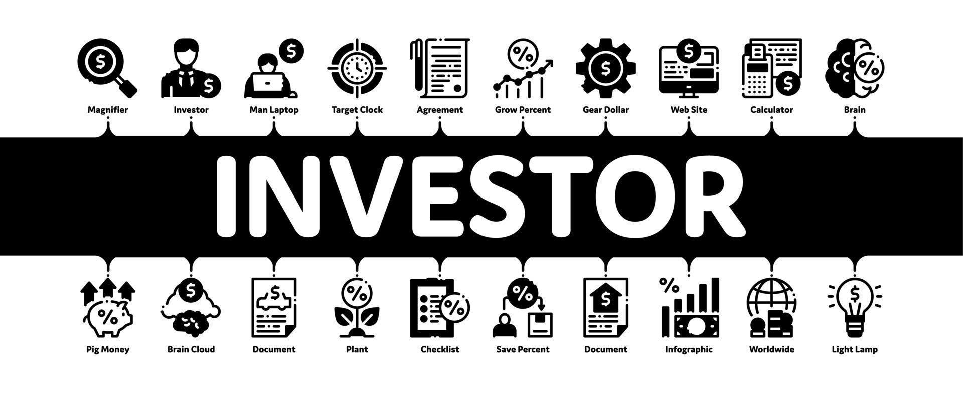 vecteur de bannière infographique minimal financier investisseur