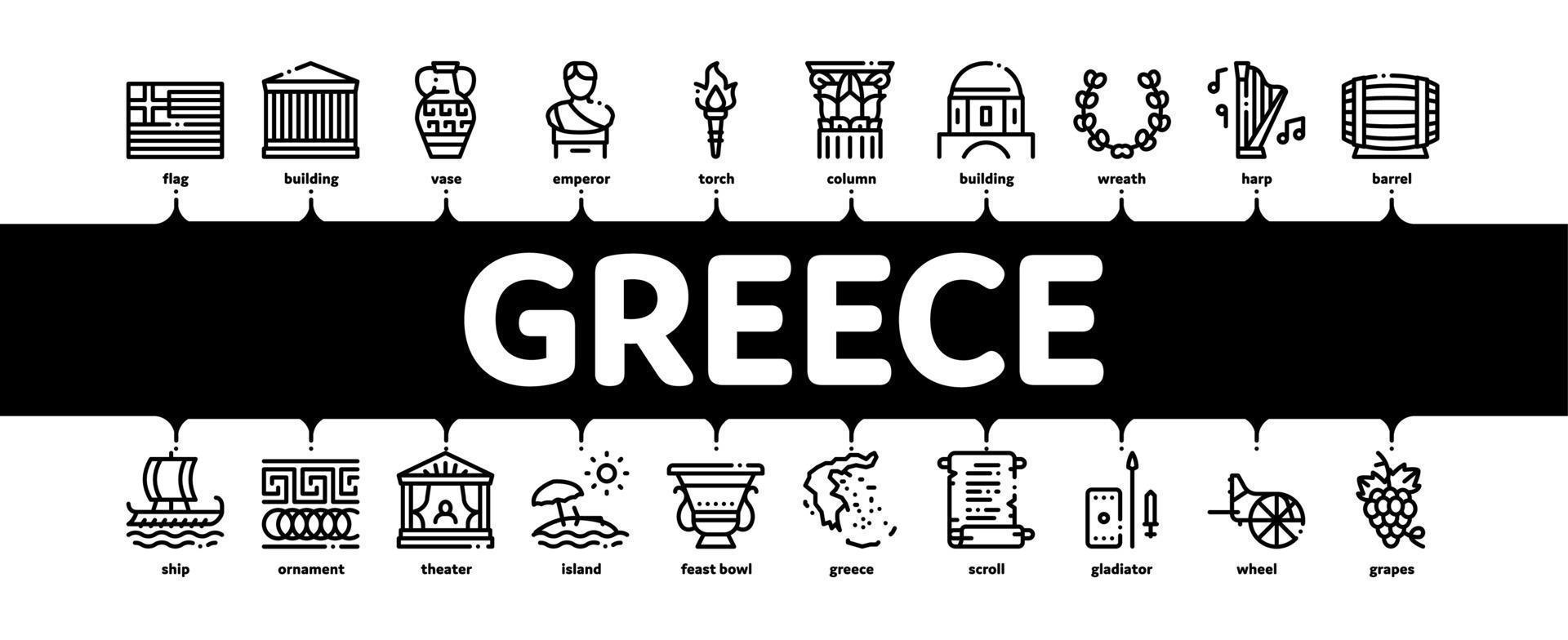 grèce pays histoire minimal infographie bannière vecteur