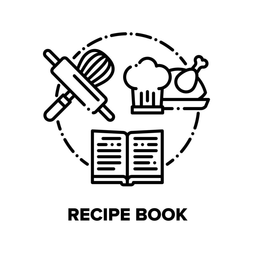 livre de recettes vecteur concept illustrations noires