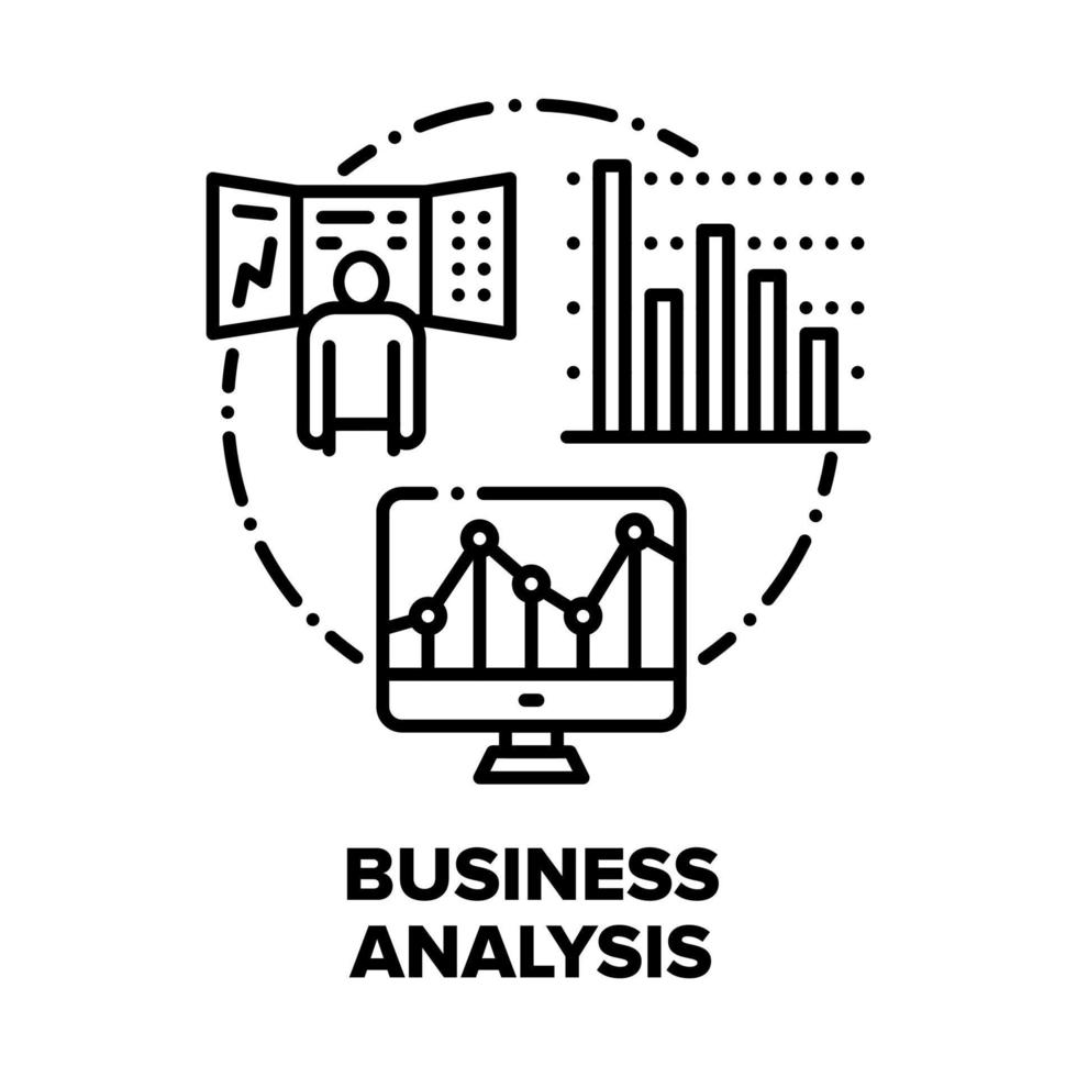 analyse commerciale marché vecteur concept illustrations noires